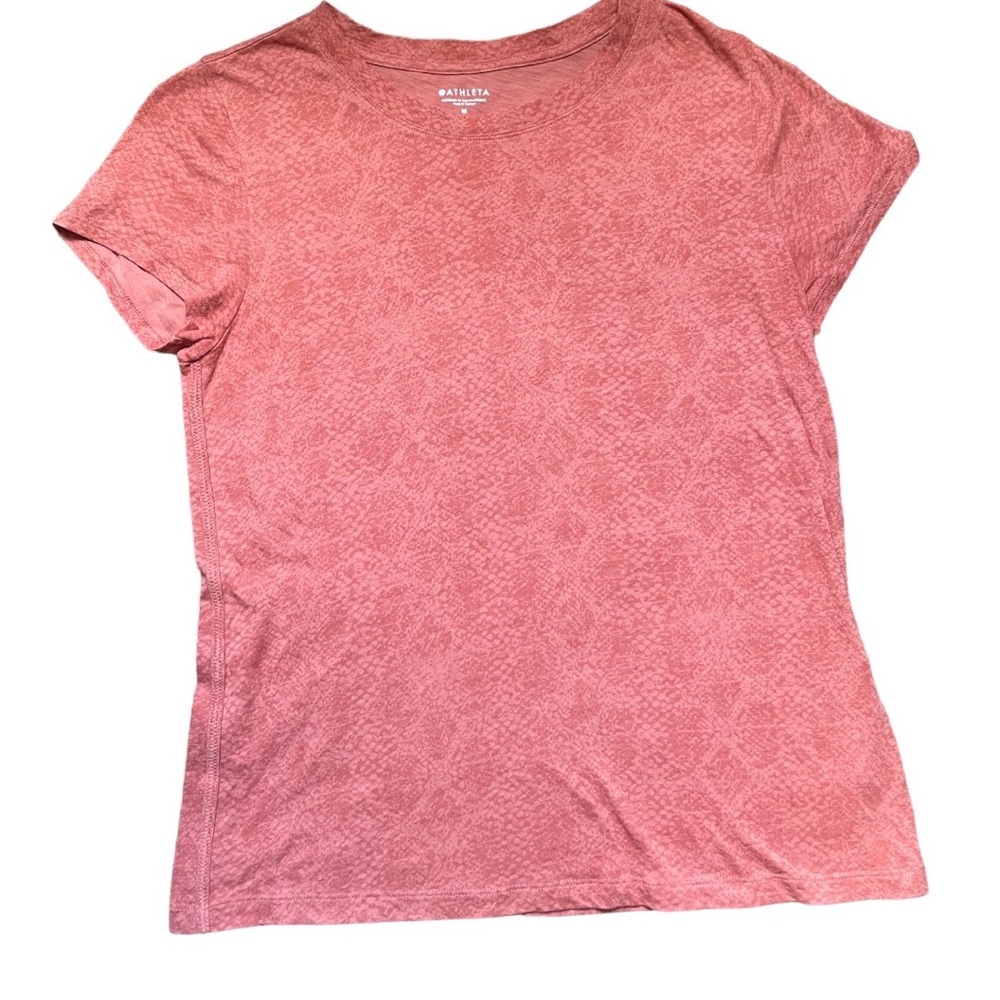 M Snake Print Daily Crew T-Shirt Top Orange Cotton